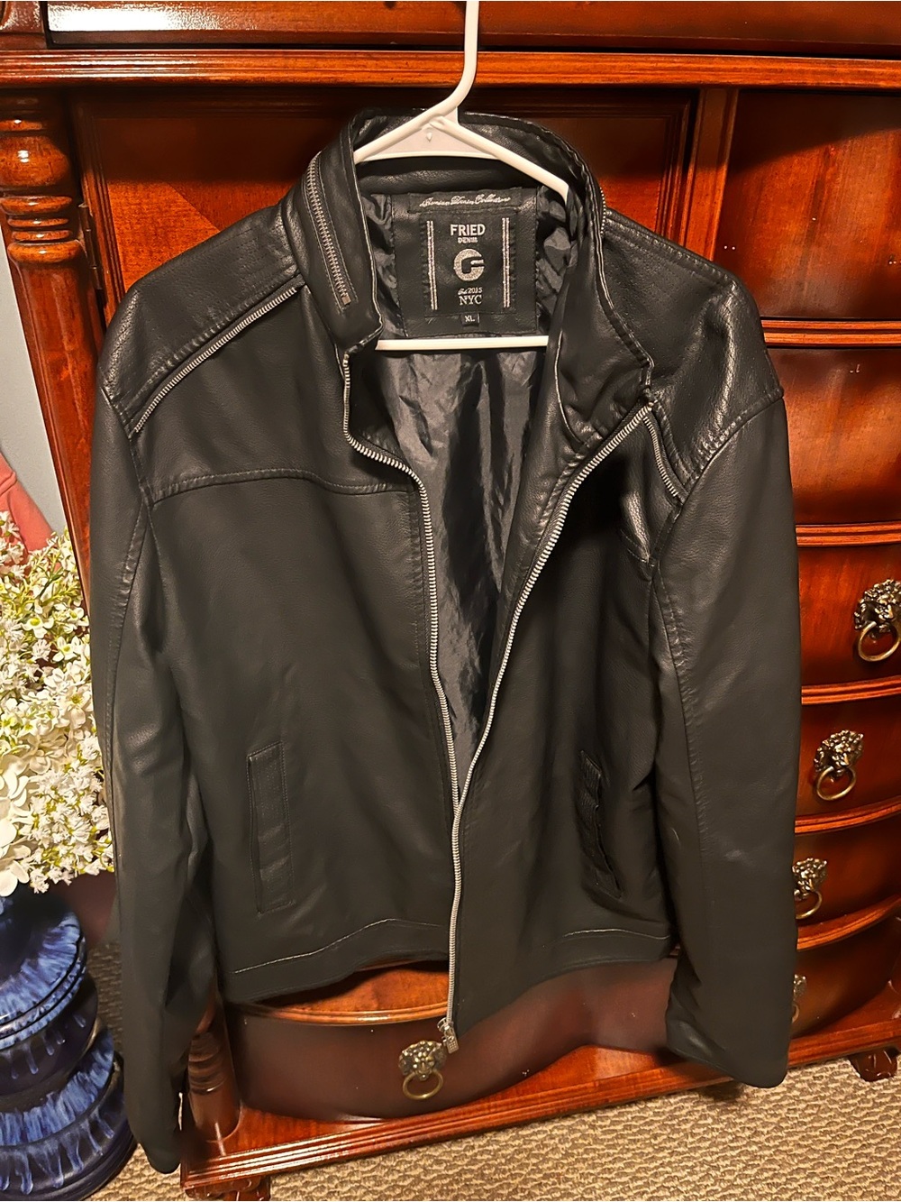 Black Men's Leather Bomber Jacket